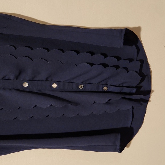 ❤ ANTHROPOLOGIE MEADOW RUE FLOWY BUTTON DOWN SLEEVELESS SCALLOP TOP / BLOUSE - Picture 3 of 7